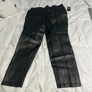 BAR III Jenni Moore BLACK SHIMMERY METALLIC STRETCH PANTS SIZE L NWT